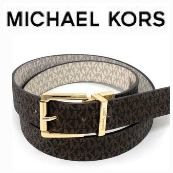 Michael Kors Twist Reversible 30MM Logo Belt- Vanilla - Picture 1 of 7